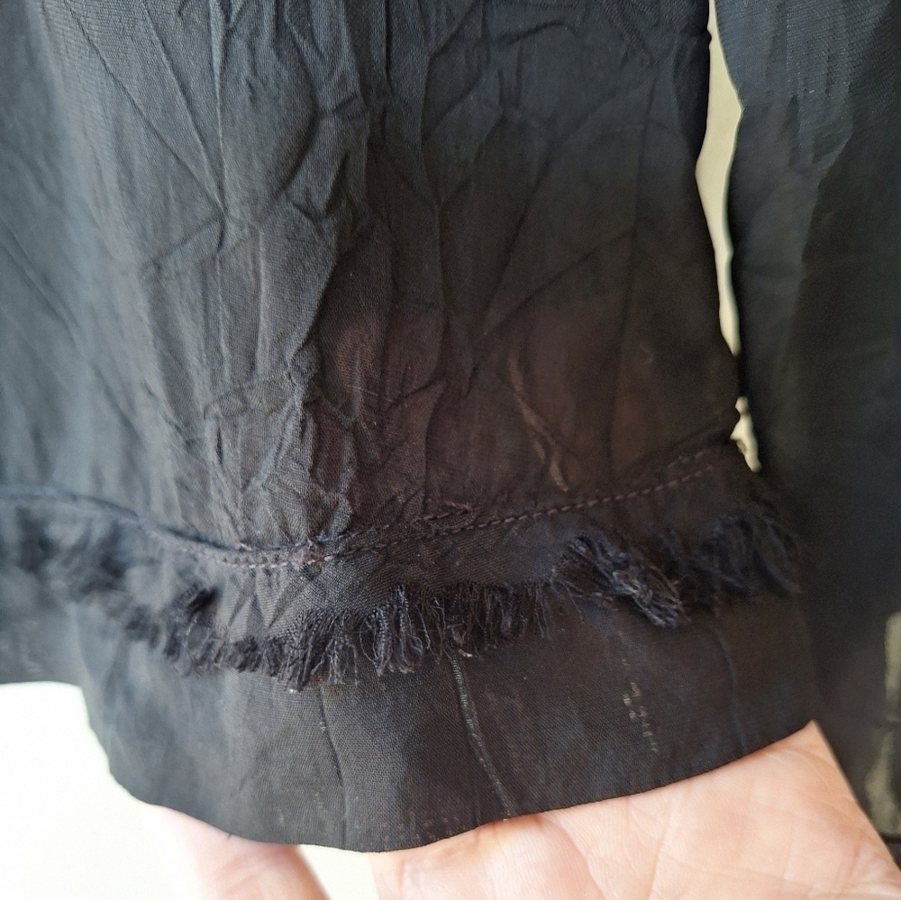Maven West Revolve Womens Black Lace Up Fringe Trim Blouse Size M - Picture 5 of 8